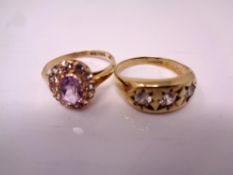 Two 9ct gold dress rings set with gemstones.