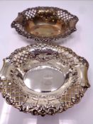 Two small pierced dishes, 73g.