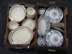 Two boxes of Johnson brothers and Booths dragon patterned dinner ware