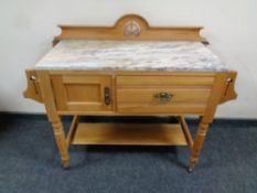 An Edwardian satin wood marble topped washstand