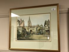 Cyril Hardy (fl.c.1900-1940) : Continental Street Scene, watercolour, signed, 27 cm x 37 cm, framed.