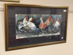 Mary Anne Rogers : Study of Seven Hens, watercolour, signed, 25 cm x 56 cm, framed.