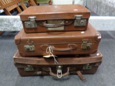 Three vintage luggage cases