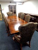 A good quality Barker and Stonehouse American style extending dining table with two leaves and set