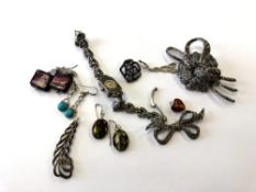 A group of silver and marcasite jewellery