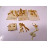 Approximately 6 pairs of gold plated earrings.