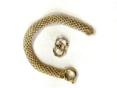 A Gold plated Silver bracelet together with pair of earrings.