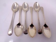 6 19th century silver teaspoons, 106g.