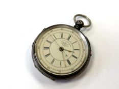 A large silver chronograph numbered 74491 by Samuel Greenough of Bolton CONDITION
