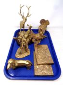 A tray of brass and ornaments