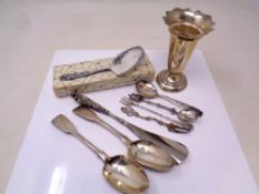 A small quantity of English and Continental silver cutlery including spoons,