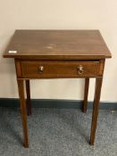 A Edwardian inlaid mahogany side table fitted drawer,