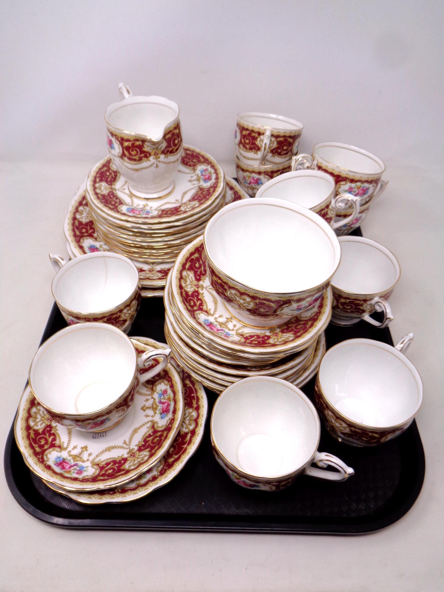 A tray of Queen Anne Regency style bone china tea service