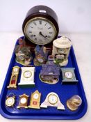 A tray of Comitti of London mantel clock, miniature cottage clocks,