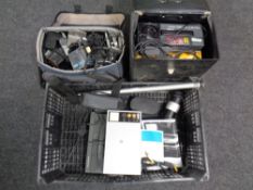 A crate of photographic equipment,