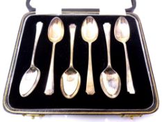 A set of six silver tea spoons