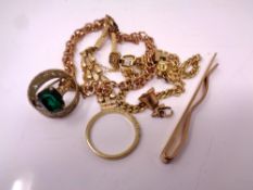 A small quantity of gold plated and other costumer jewelry.