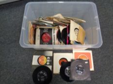 A crate containing mid century and later vinyl seven inch singles, Wet Wet Wet,