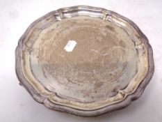 A small silver card tray, 378g.