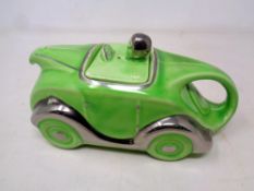 A Sadler mid century Racing car teapot