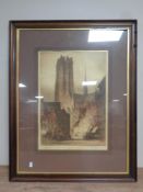 A 19th century hand coloured etching - Cathedral