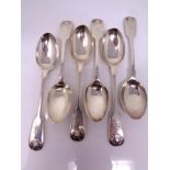 6 19th century silver teaspoons, 162.6g.