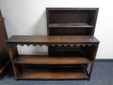 Two sets of early 20th century open shelves