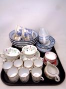 A tray of china including dinner bowls,