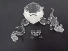 A Swarovski crystal turtle together with snake,