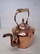 A Victorian copper kettle