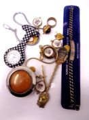 A quantity of costumer jewelry, pendants, nurses watch, identity bracelet etc.