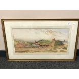 J Steel : The Old Workhouse, Lawe Top, South Shields, watercolour, signed, 27 cm x 54 cm, framed.