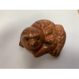 A Japanese fruitwood netsuke - Giant Turtle.