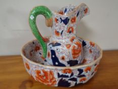 A Masons Imari pattern wash jug and bowl