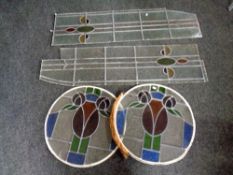 Four pieces of stained leaded glass (a/f)