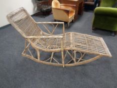 A 19th century bamboo and wicker rocking lounging chair (a/f) CONDITION REPORT: