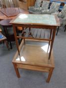 A 20th century Danish teak square coffee table together with a further tiled topped coffee table