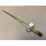 A 19th century French Gras rifle epee bayonet