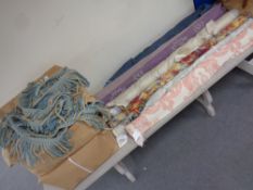 6 rolls of material together with 2 boxes of Duresta fabric trim