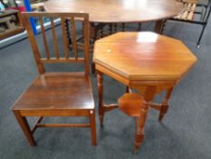 An Edwardian mahogany octagonal occasional table together with a further antique mahogany dining