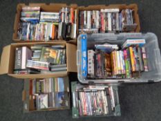 Seven boxes of CD's and DVD's,