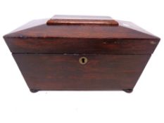 A 19th century mahogany sarcophagus tea caddy