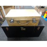A vintage Elford trunk together with a pig skin leather luggage case