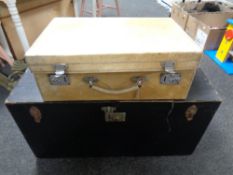 A vintage Elford trunk together with a pig skin leather luggage case