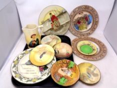 A tray containing twelve pieces of Royal Doulton china to include Robert Burns wall plates,