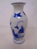 Two Chinese glazed porcelain blue and white vases. Height 13.