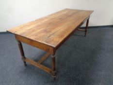An early 19th century pine plank top refectory farmhouse table CONDITION REPORT:
