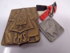 Two 20th century German medals, one on ribbon.