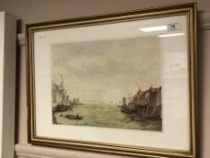 Twentieth Century English School : Shields Harbour in 1835, watercolour, indistinctly signed,