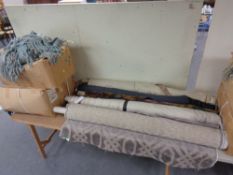 6 rolls of material together with 2 boxes of Duresta fabric trim